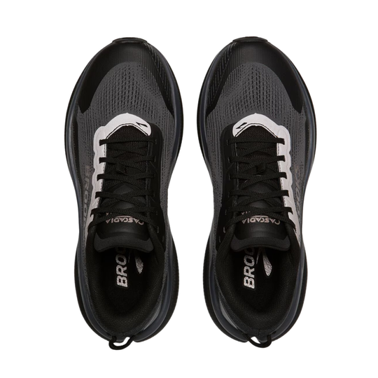 A pair of black and dark gray athletic sneakers shown from a top-down view on a plain white background. The brand name 'BROKERS' is visible on the tongue and insole.