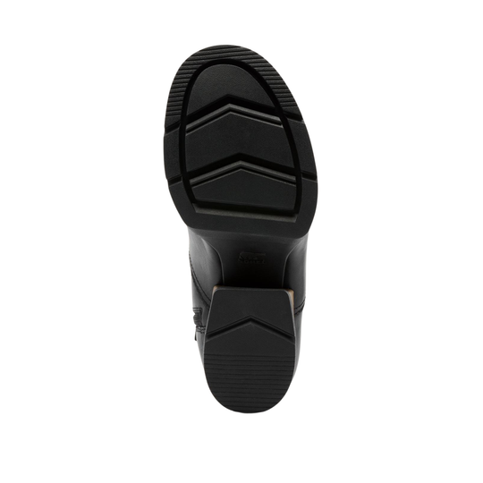 Black shoe sole with tread pattern on a white background