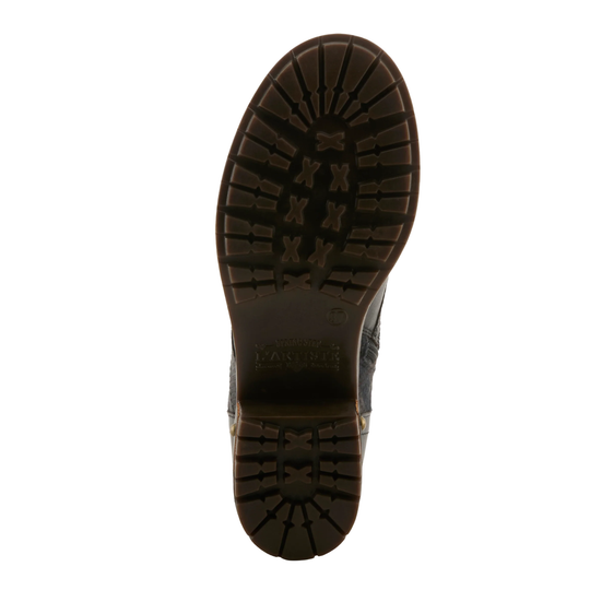 Black boot sole on a white background