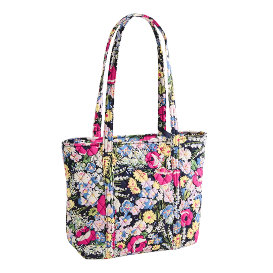 Vera Bradley Small Original Vera Tote - Poppy Fields in Premium Cotton on a plain white background