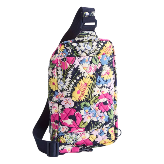 Vera Bradley Lorman Sling Backpack - Poppy Fields in Premium Cotton on a plain white background