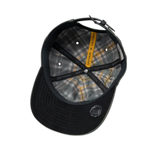 Flannel lined insulated hat with black interior brim on a plain white background 