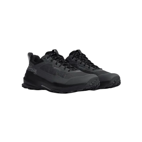 Pair of black sneakers on a white background