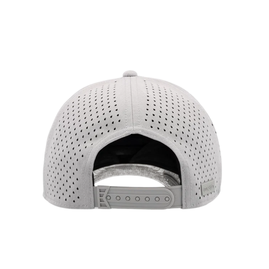 A light gray Melin baseball cap shown from the back on a solid white background.