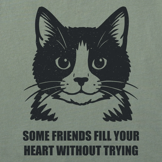 Cat illustration with text on a green background