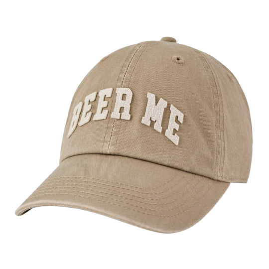 Life Is Good Adult Unisex Beer Me Arch Chill Cap - Mushroom Brown on a plain white background 