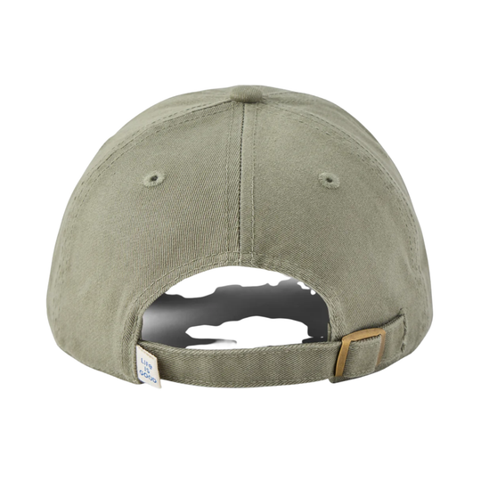 Life Is Good Adult Unisex Simple Clean Paw Print Chill Cap - Moss Green on a plain white background