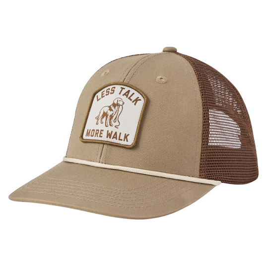 Life Is Good Adult Unisex Less Talk Patch Trucker Rope Hat - Mushroom Brown on plain white background