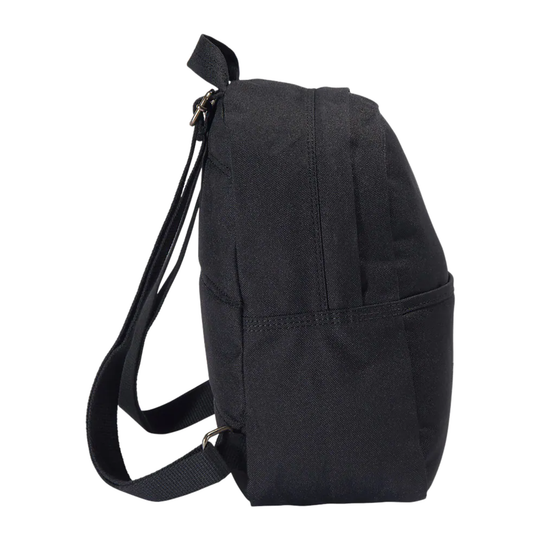 Black backpack on a white background