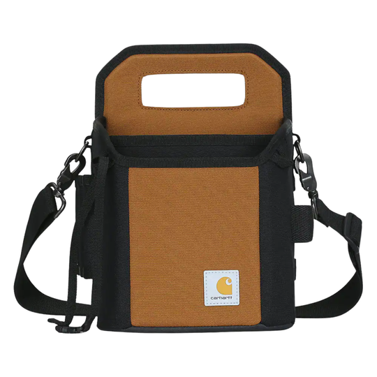 Brown and black bag with Carhartt logo on a white background