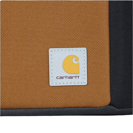 Brown and black bag with Carhartt logo on a white background