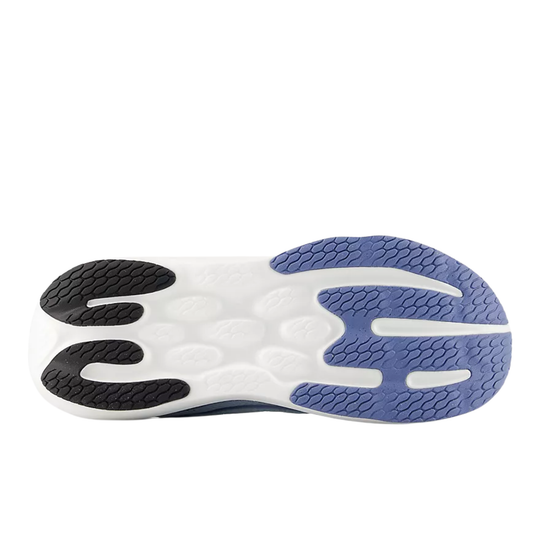 New Balance Women's 1080v15 Shoes - Glint Blue on a white background. Bottom of sole