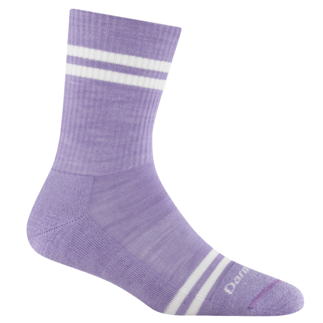 Darn Tough Vermont Women's Daily Stripe Micro Crew Socks - Lavender on a plain white background