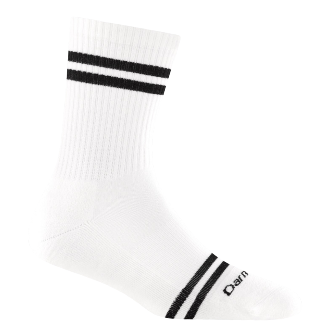 Darn Tough Vermont Women's Daily Stripe Micro Crew Socks - White on a white background