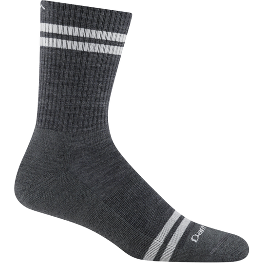 Darn Tough Vermont Men's Daily Stripe Micro Crew Socks - Gray on a white background