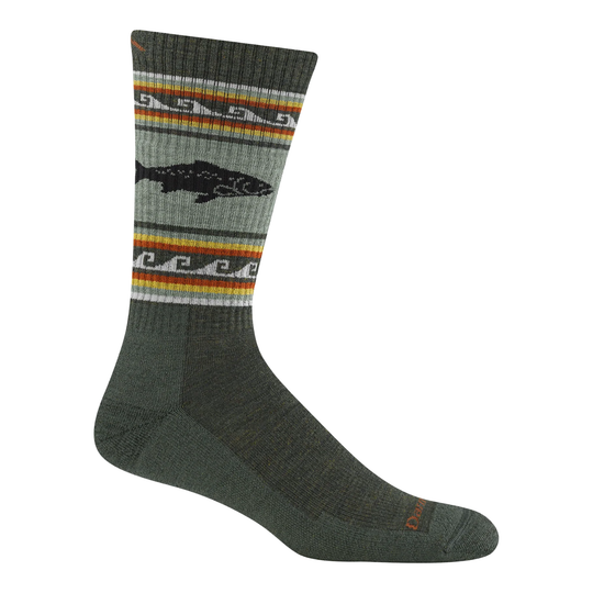 Darn Tough Vermont Men's VanGrizzle Midweight Hiker Boot Sock - Trout River on a plain white background