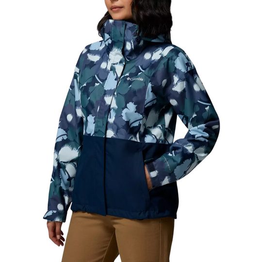 Columbia Women's Hikebound Printed Hooded Rain Jacket - Collegiate Navy Ikatbloom