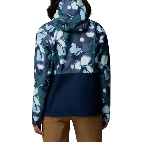 Columbia Women's Hikebound Printed Hooded Rain Jacket - Collegiate Navy Ikatbloom
