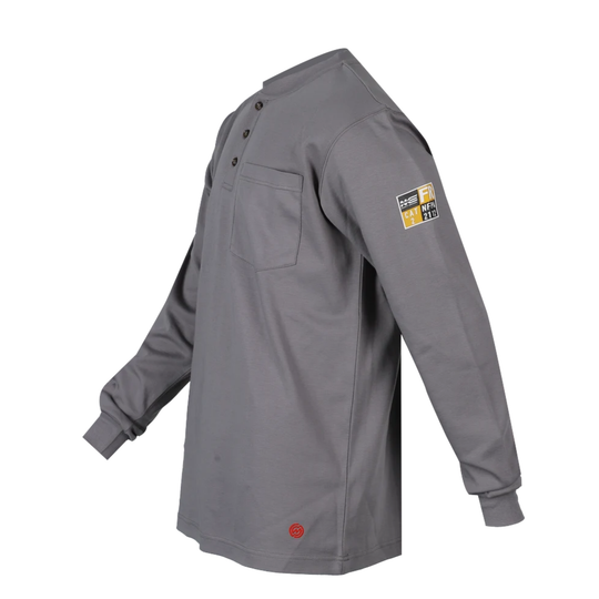 NKE Men's Flame Resistant Henley Top - Grey