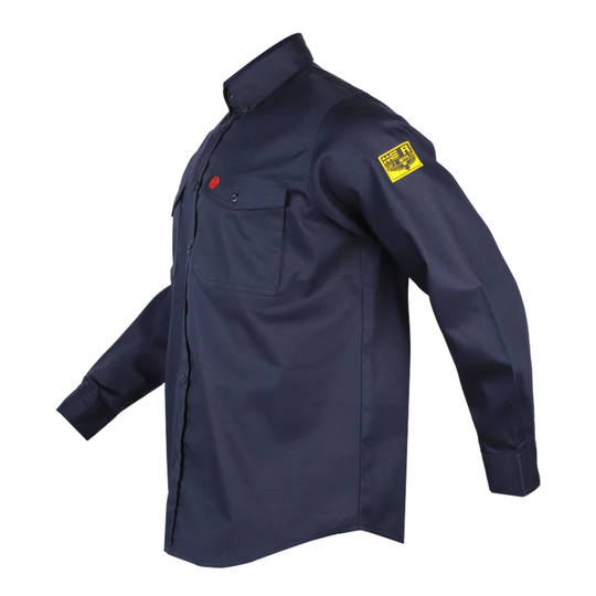 NKE Men's Flame Resistant Shield Work Button Shirt - Navy