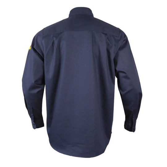 NKE Men's Flame Resistant Shield Work Button Shirt - Navy