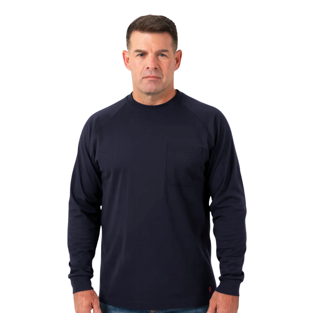 NKE Men's Flame Resistant Long Sleeve Work Shirt - Navy