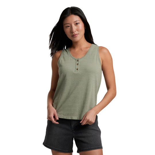 Kuhl Women's Willa Henley Tank - Slate Green on a female model on a white background