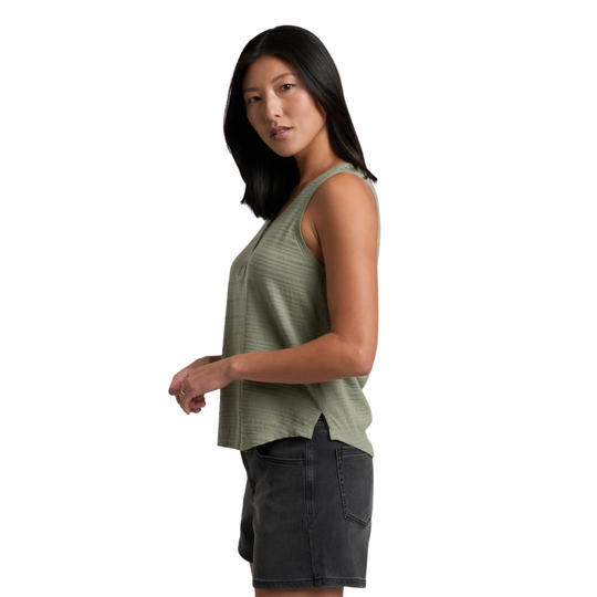 Kuhl Women's Willa Henley Tank - Slate Green on a female model on a white background