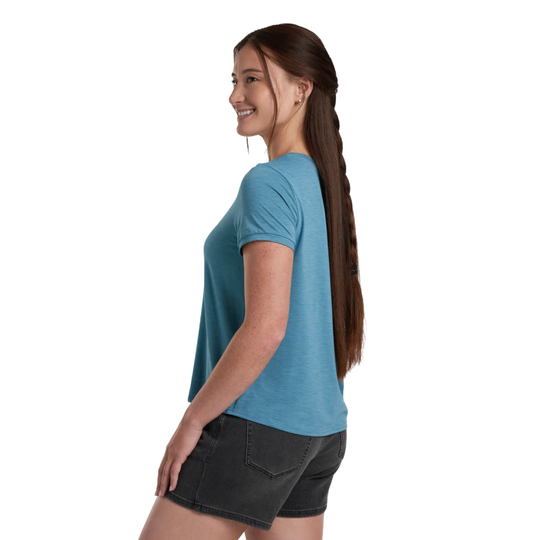 Kuhl Women's Inspira Short Sleeve - Alpine Lake on a female model on a white background