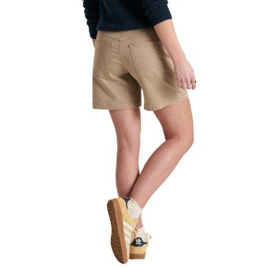 Kuhl Women's Kultivatr Pull On 6 Inch Short - Sand on female model on a white background