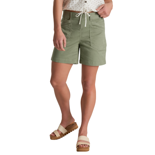 Kuhl Women's Kultivatr Pull On 6 Inch Short - Slate Green on female model on a white background