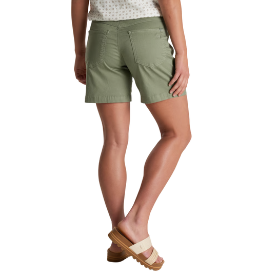 Kuhl Women's Kultivatr Pull On 6 Inch Short - Slate Green on female model on a white background