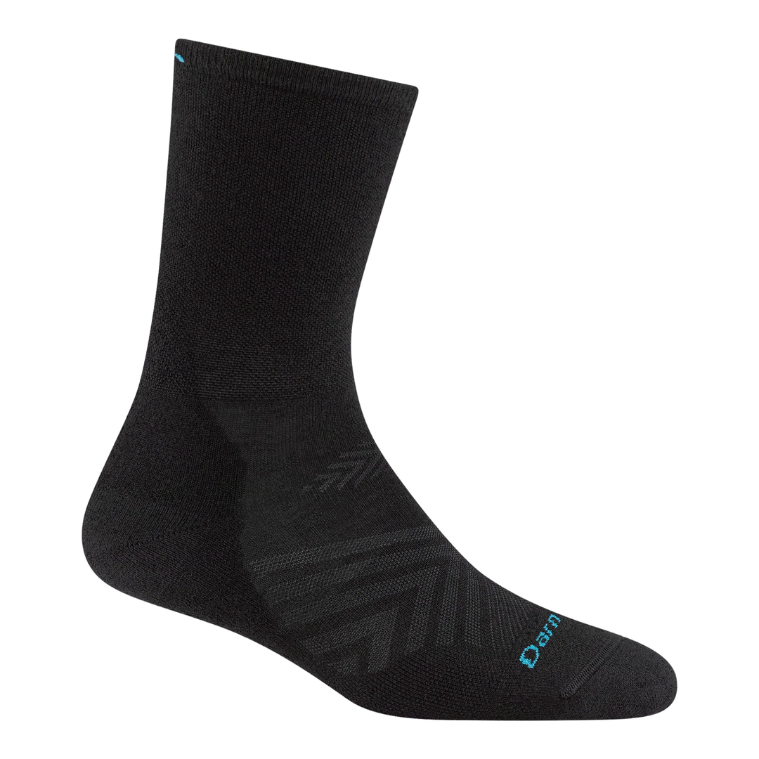 Darn Tough Vermont Women's Micro Crew Cushioned Ultra Lightweight Running Sock - Black on a white background