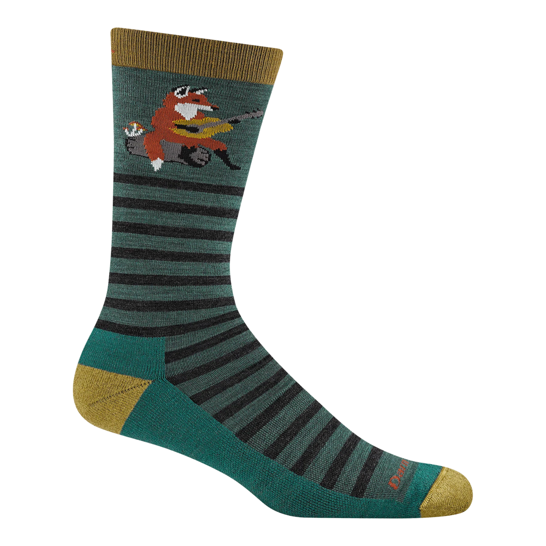 Darn Tough Vermont Men's Wild Life Crew Lightweight Lifestyle Sock - Teal  on a white background
