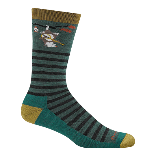 Darn Tough Vermont Men's Wild Life Crew Lightweight Lifestyle Sock - Teal  on a white background