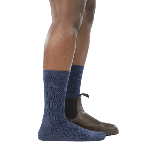 Darn Tough Vermont Women's Cable Crew Lightweight Lifestyle Sock - Denim on a white background