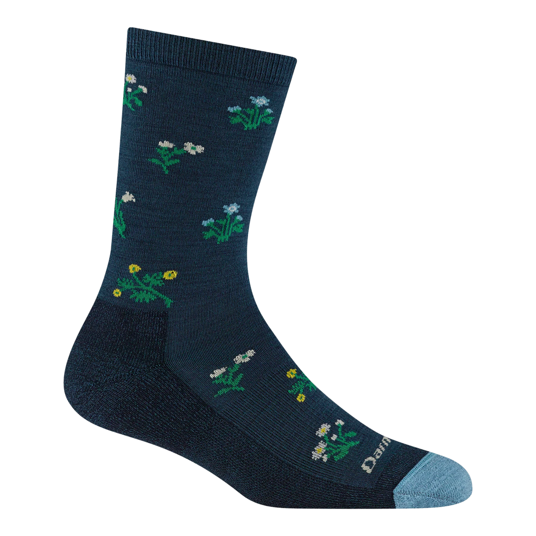 Darn Tough Vermont Women's Wildflower Crew Lightweight Lifestyle Sock - Midnight on a plain white background