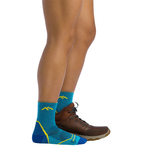 Darn Tough Vermont Kids' Light Hiker Micro Crew Lightweight Hiking Sock - Cascade on a white background