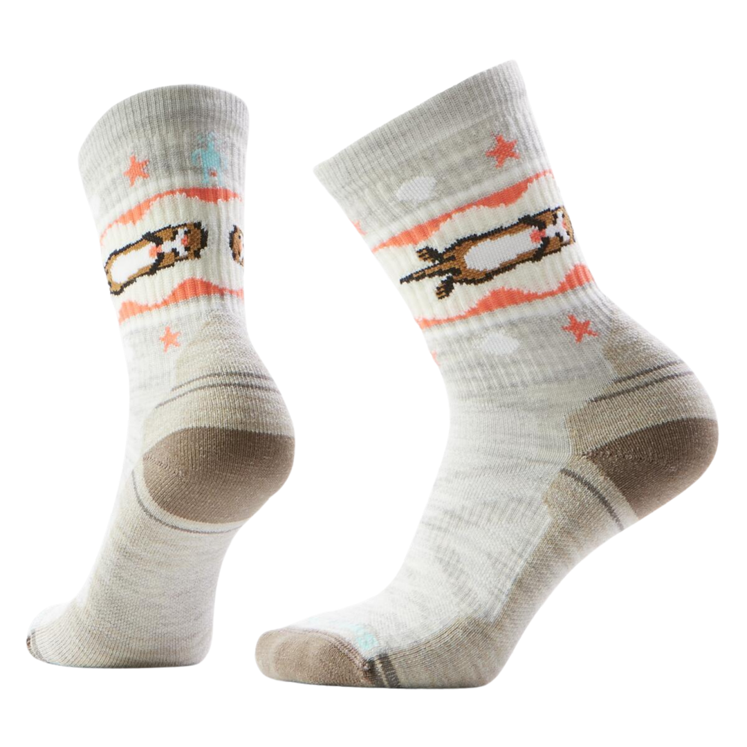 Pair of socks with animal designs on a white background