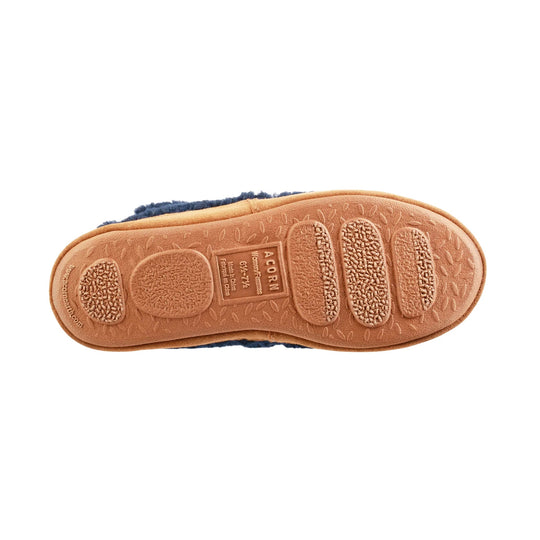 Tan slipper sole with textured rubber tread and ACORN branding