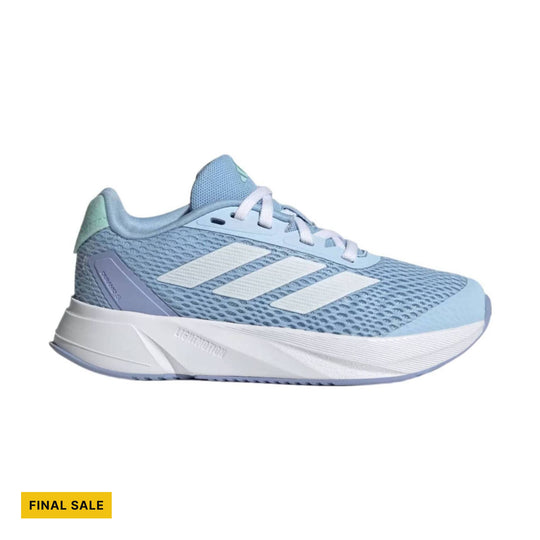 Light blue kids' athletic sneaker with white stripes and white sole, shown in side view, with a FINAL SALE badge.
