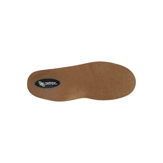 Brown textured orthotic insole with Aetrex logo patch