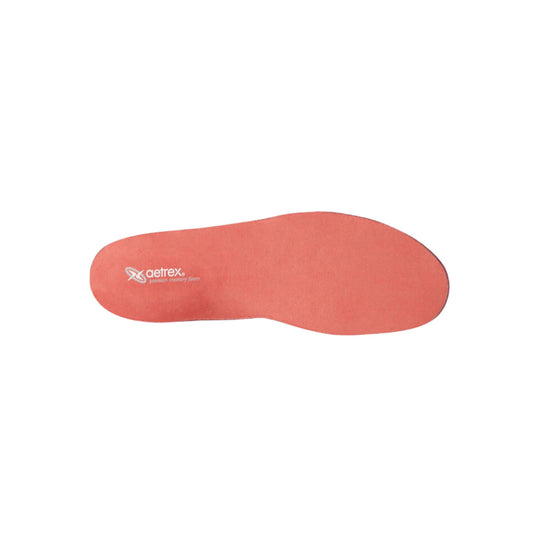 Peach memory foam shoe insole with visible Aetrex logo