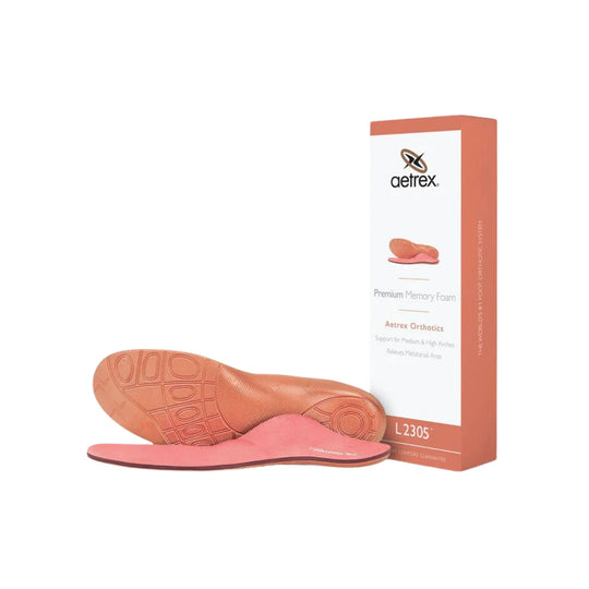 Aetrex Women's Premium Memory Foam Medium to High Arch With Metatarsal Support Orthotics - Peach - Lenny's Shoe & Apparel