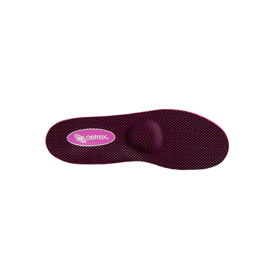 Pink-and-black orthotic insole with aetrex logo