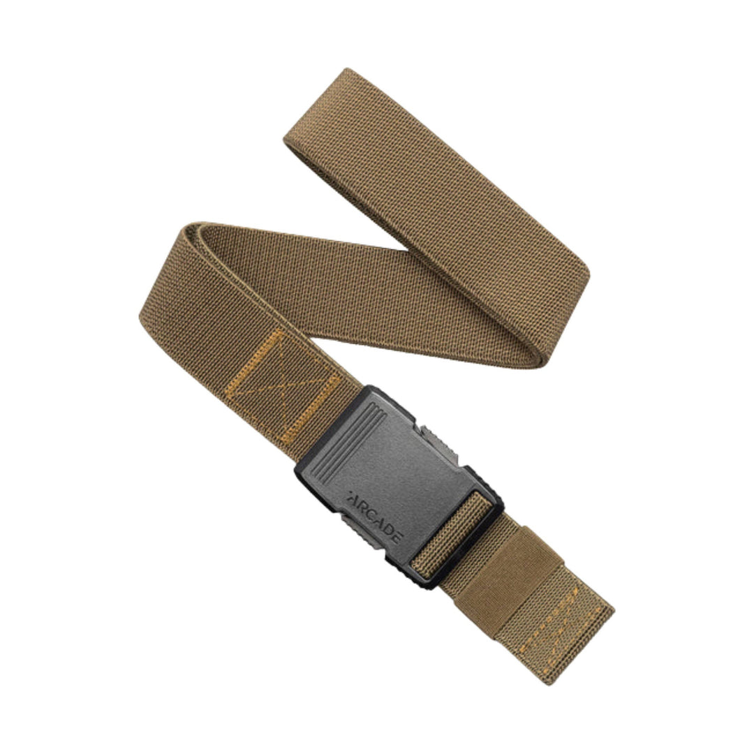 Tan woven belt with a black buckle