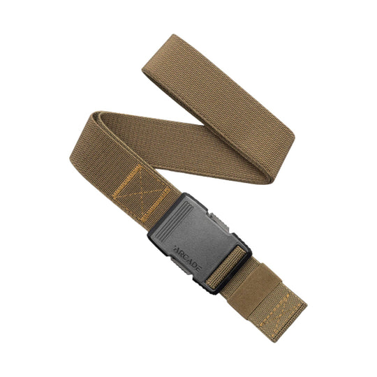 Tan woven belt with a black buckle