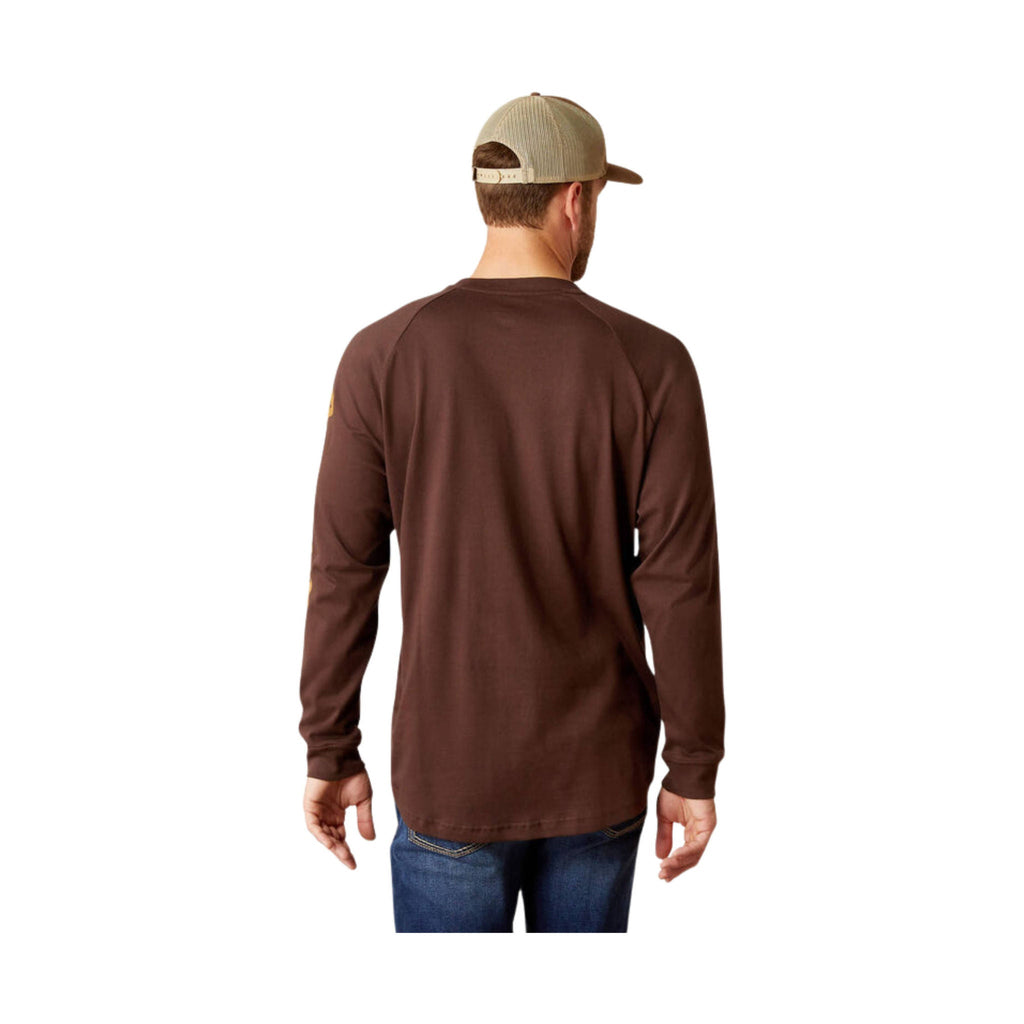 Ariat Men's Rebar Cotton Strong Graphic Long Sleeve T Shirt - Coffee Bean/Golden Brown - ONLINE STORE CREDIT/EXCHANGE ONLY - Lenny's Shoe & Apparel