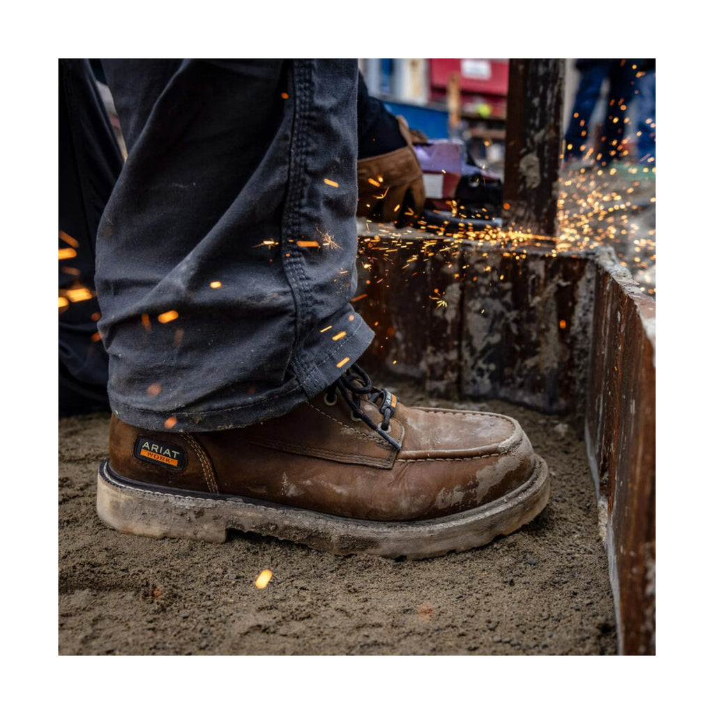Ariat Men's Rebar Lift 6 Inch Waterproof Composite Toe Work Boots - Distressed Brown - Lenny's Shoe & Apparel