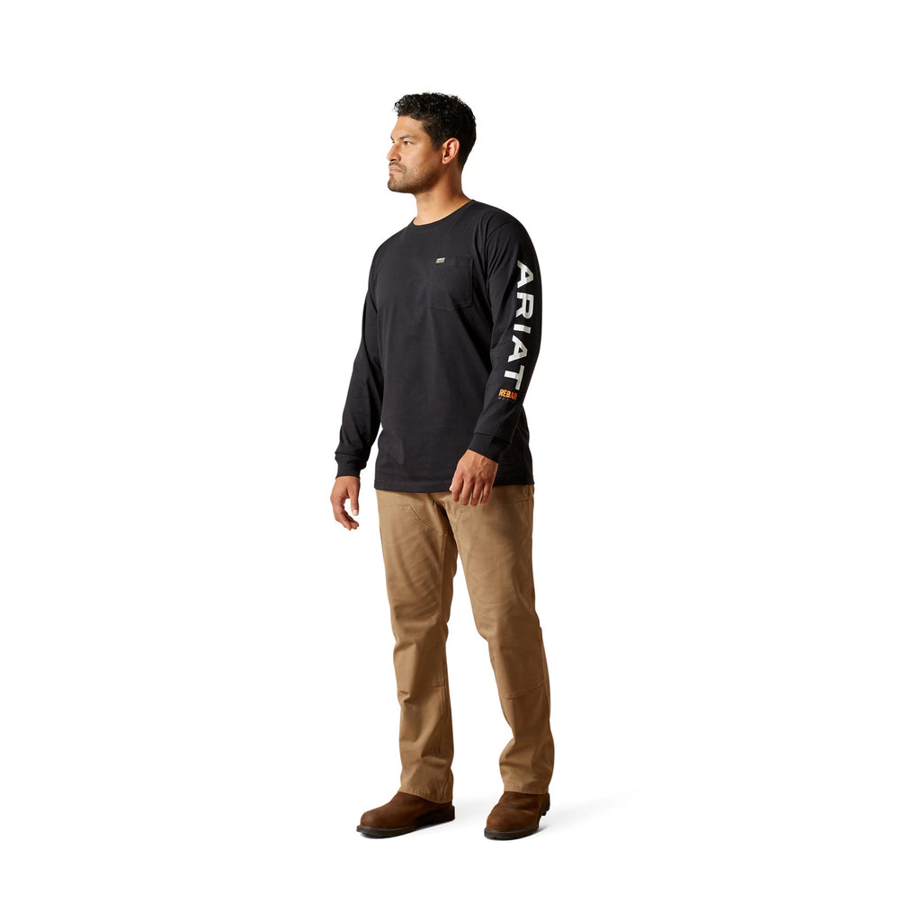 Ariat Men's Rebar Strong Standard Long Sleeve Pocket Tee - Black/White - Lenny's Shoe & Apparel